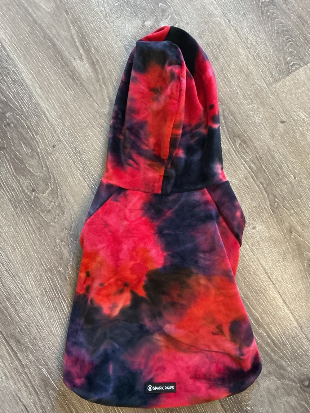 Red & Black Tie-Dye Dog Hoodie Spark Paws 2X - Picture 6 of 8